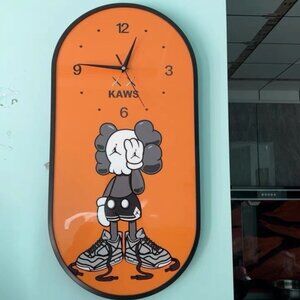 Modern KAWS Clock,  KAWS Companion Orange Wall Clock Artsy Wall Clock Decoration